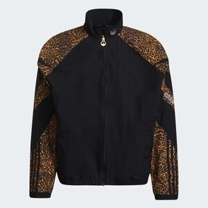 Adidas Men's Black and Leopard Print Windbreaker